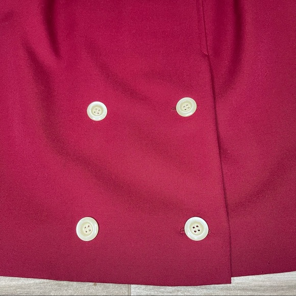Vintage Valentino 1980's Burgandy/Berry Button A Line Skirt 8 - Picture 2 of 7